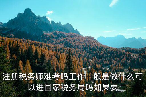 注冊稅務師難考嗎工作一般是做什么可以進國家稅務局嗎如果要