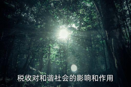 為什么要和諧興稅，稅收對和諧社會的影響和作用