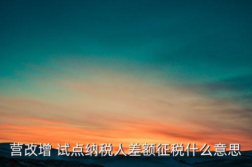 什么是營改增試點(diǎn)納稅人，什么是試點(diǎn)納稅人試點(diǎn)納稅人是什么意思