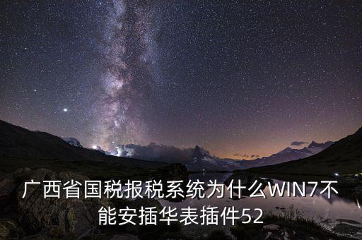 廣西省國稅報稅系統為什么WIN7不能安插華表插件52