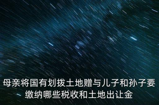 土地贈(zèng)送要交什么稅，母親將國(guó)有劃撥土地贈(zèng)與兒子和孫子要繳納哪些稅收和土地出讓金