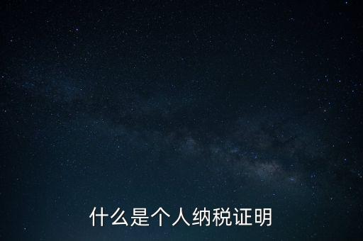 什么是征稅證明，什么是個人納稅證明