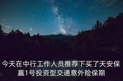 今天在中行工作人員推薦下買了天安保贏1號投資型交通意外險(xiǎn)保期