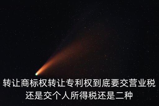 轉(zhuǎn)讓商標(biāo)權(quán)轉(zhuǎn)讓專利權(quán)到底要交營業(yè)稅還是交個人所得稅還是二種