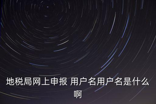 地稅局網(wǎng)上申報(bào) 用戶(hù)名用戶(hù)名是什么啊