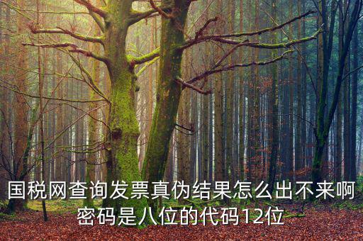 國(guó)稅局發(fā)票真?zhèn)尾樵兠艽a是什么，國(guó)稅網(wǎng)查詢發(fā)票真?zhèn)谓Y(jié)果怎么出不來(lái)啊密碼是八位的代碼12位