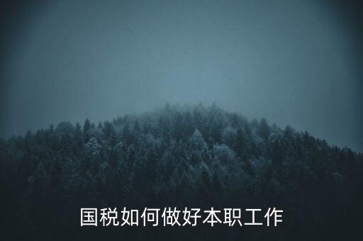 國(guó)稅如何做好本職工作