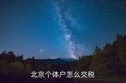 北京個體工商戶如何繳稅，北京個體戶怎么交稅
