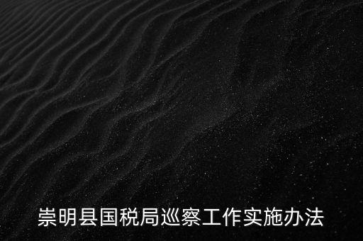 崇明縣國稅局巡察工作實施辦法
