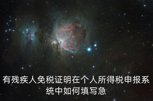 殘疾人個(gè)稅如何申報(bào)，有殘疾人免稅證明在個(gè)人所得稅申報(bào)系統(tǒng)中如何填寫(xiě)急