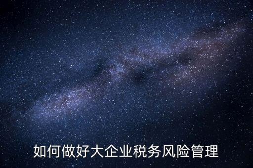 如何做好大企業(yè)稅務風險管理