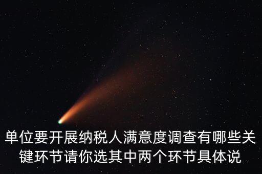 單位要開展納稅人滿意度調(diào)查有哪些關(guān)鍵環(huán)節(jié)請(qǐng)你選其中兩個(gè)環(huán)節(jié)具體說(shuō)