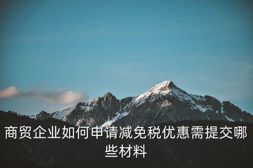 商貿企業(yè)如何申請減免稅優(yōu)惠需提交哪些材料
