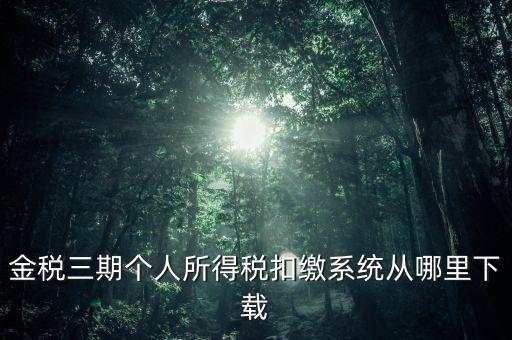 金三個稅申報系統(tǒng)如何下載，金稅三期個人所得稅扣繳系統(tǒng)從哪里下載