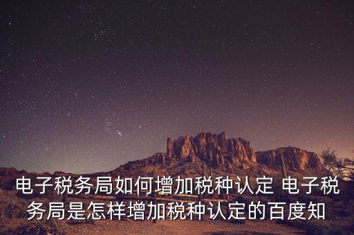 電子國稅如何增加稅種，怎么在四川電子稅務(wù)局增加稅種