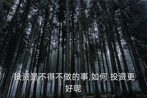  投資是不得不做的事,如何 投資更好呢