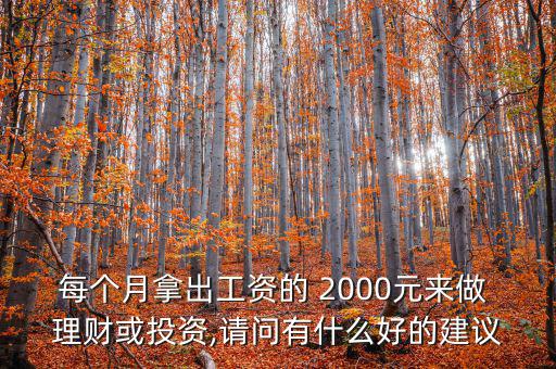 每個(gè)月拿出工資的 2000元來(lái)做 理財(cái)或投資,請(qǐng)問有什么好的建議