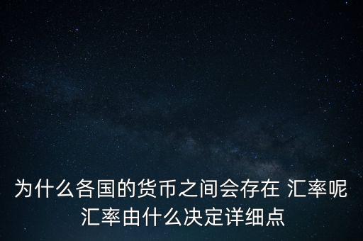 為什么各國(guó)的貨幣之間會(huì)存在 匯率呢 匯率由什么決定詳細(xì)點(diǎn)