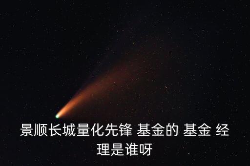 景順長(zhǎng)城量化先鋒 基金的 基金 經(jīng)理是誰(shuí)呀
