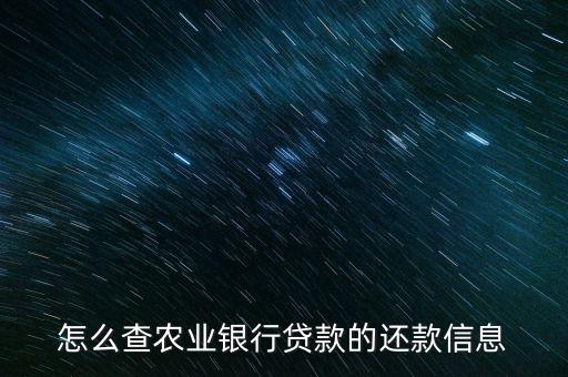怎么查農業(yè)銀行貸款的還款信息