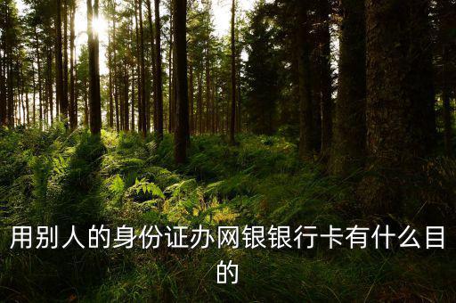 借別人身份證開網(wǎng)銀是什么目的，用別人的身份證辦網(wǎng)銀銀行卡有什么目的