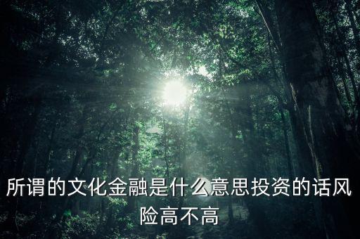 什么是金融文化，所謂的文化金融是什么意思投資的話風險高不高
