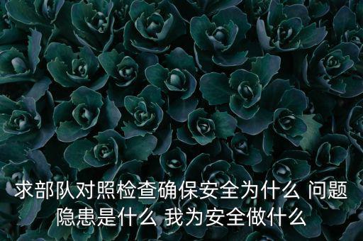 求部隊(duì)對(duì)照檢查確保安全為什么 問(wèn)題隱患是什么 我為安全做什么