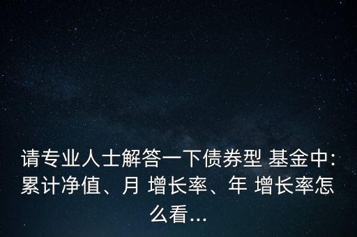 請(qǐng)專業(yè)人士解答一下債券型 基金中:累計(jì)凈值、月 增長(zhǎng)率、年 增長(zhǎng)率怎么看...
