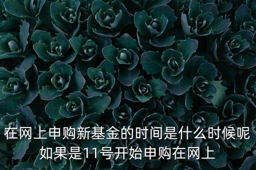 在網(wǎng)上申購新基金的時(shí)間是什么時(shí)候呢如果是11號開始申購在網(wǎng)上