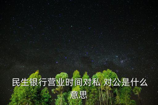  民生銀行營業(yè)時(shí)間對私 對公是什么意思