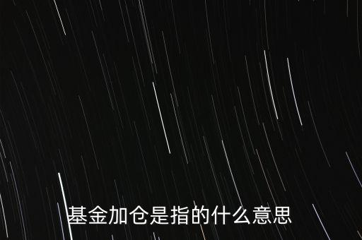 基金加倉(cāng)是指的什么意思