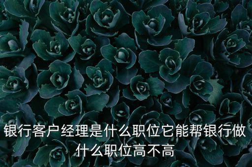 什么是銀行直銷客戶經(jīng)理，銀行客戶經(jīng)理是什么職位它能幫銀行做什么職位高不高