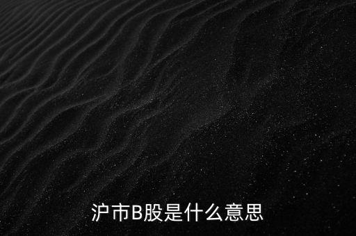 滬深b股是什么意思，滬市B股是什么意思