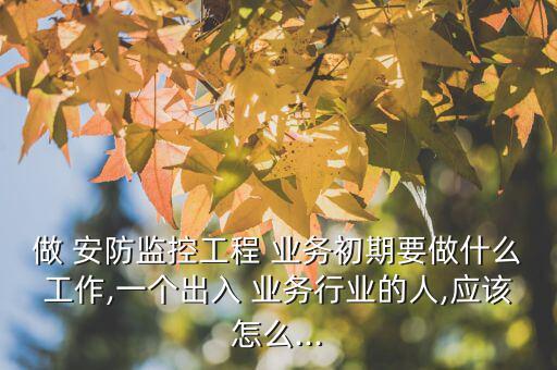做 安防監(jiān)控工程 業(yè)務(wù)初期要做什么工作,一個出入 業(yè)務(wù)行業(yè)的人,應該怎么...