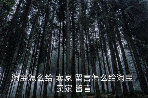 淘寶怎么給 賣(mài)家 留言怎么給淘寶 賣(mài)家 留言