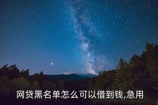  網(wǎng)貸黑名單怎么可以借到錢(qián),急用