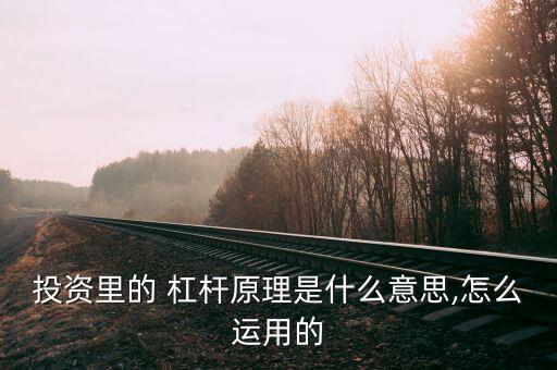 投資里的 杠桿原理是什么意思,怎么運用的
