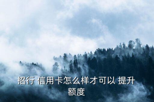 招行怎么提升信用卡額度,信用卡提升額度須知多少?