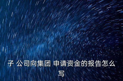 子 公司向集團(tuán) 申請資金的報告怎么寫