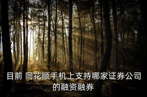 目前 同花順手機(jī)上支持哪家證券公司的融資融券