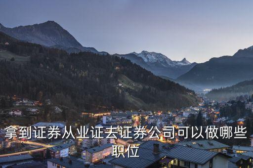 去宏信證券有限責(zé)任公司能做什么，拿到證券從業(yè)證去證券公司可以做哪些職位