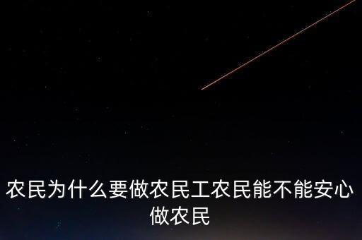 為什么要做農(nóng)民工，農(nóng)民為什么要做農(nóng)民工農(nóng)民能不能安心做農(nóng)民