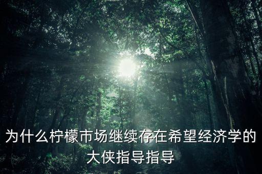 為什么檸檬市場繼續(xù)存在希望經濟學的大俠指導指導