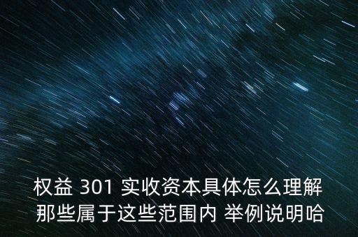 權(quán)益 301 實(shí)收資本具體怎么理解 那些屬于這些范圍內(nèi) 舉例說明哈