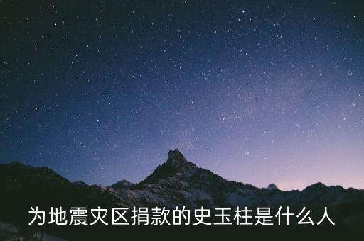 為地震災(zāi)區(qū)捐款的史玉柱是什么人
