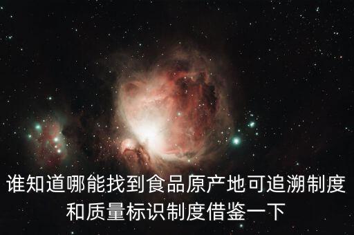 誰知道哪能找到食品原產(chǎn)地可追溯制度和質(zhì)量標(biāo)識制度借鑒一下
