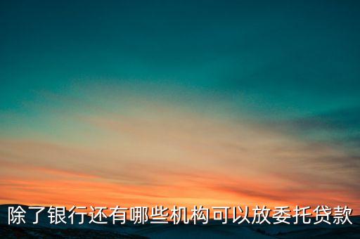 除了銀行還有哪些機構可以放委托貸款