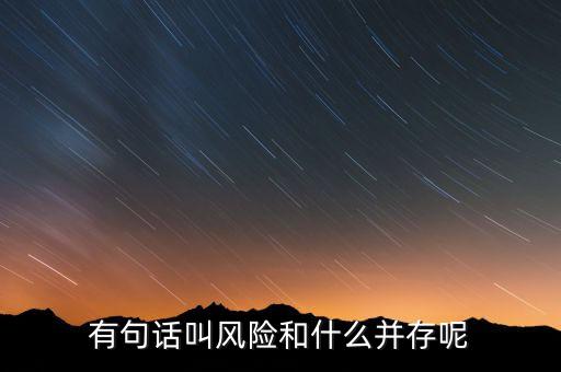 有句話叫風(fēng)險(xiǎn)和什么并存呢