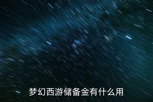 夢幻西游儲備金有什么用