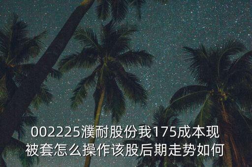 002225濮耐股份我175成本現(xiàn)被套怎么操作該股后期走勢如何